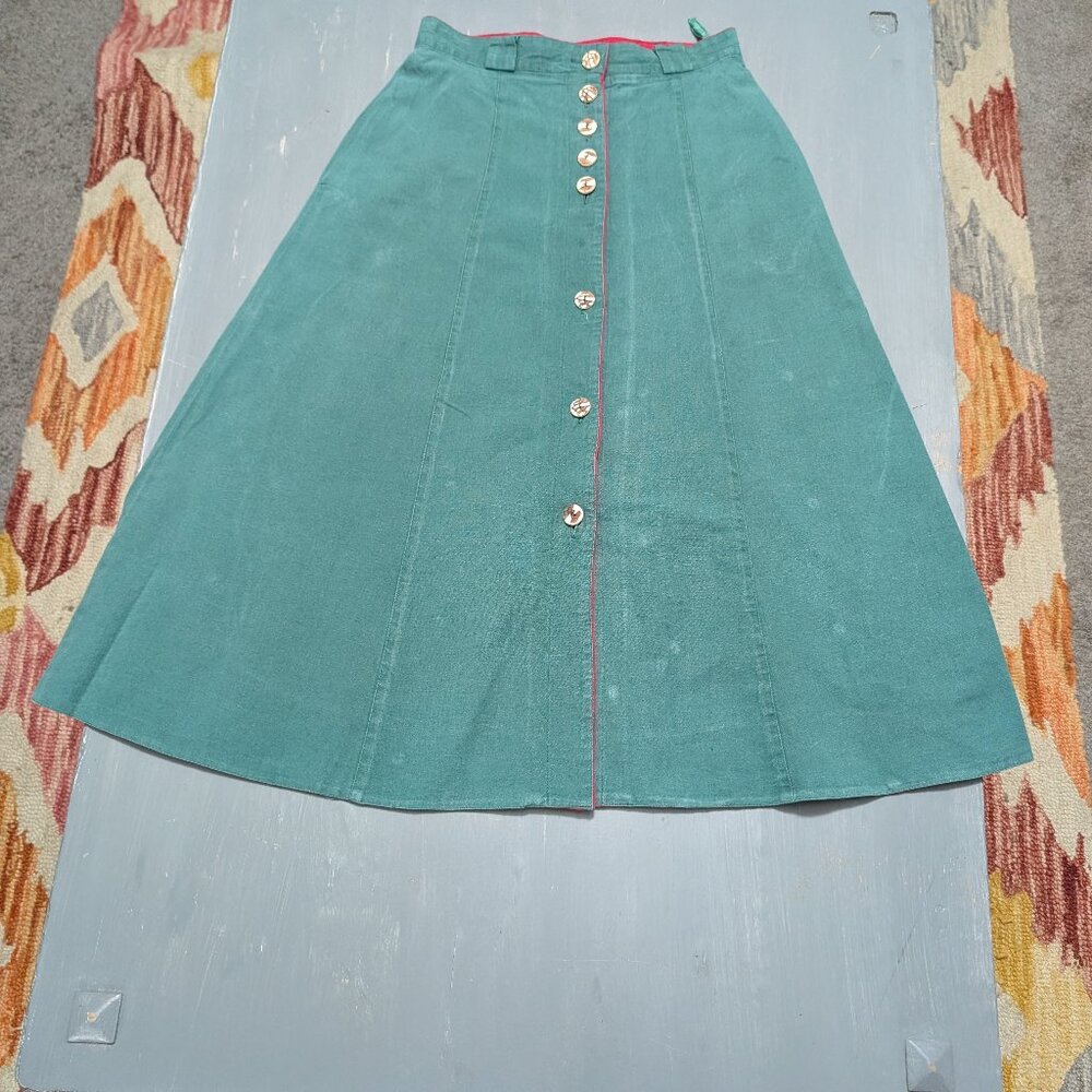 Alphorn A-Line Button Front Midi Skirt | Vintage-Inspired High-Waisted Skirt